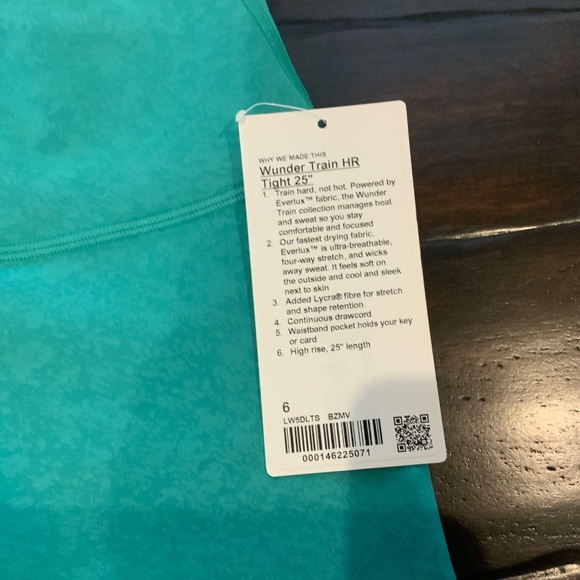 Lululemon Wunder Train HR Tight 25”  Blaze Maldives Green, size 6, NWT, msrp$118 - Picture 3 of 5